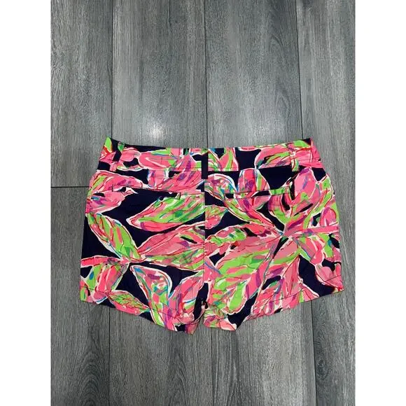 Lilly Pulitzer Print Callahan Shorts Navy Pink Green Tropical Size 10 A003140 - Picture 6 of 8
